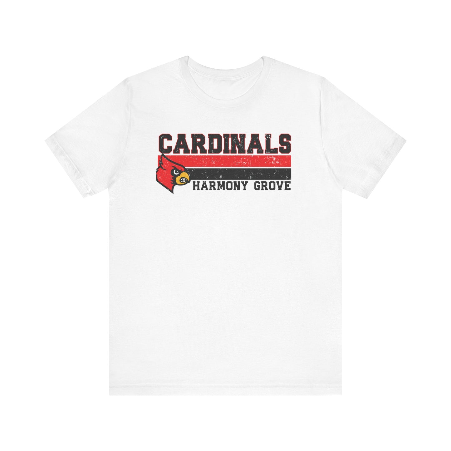 Cardinals Harmony Grove Stripe - Bella + Canvas Short Sleeve Tee