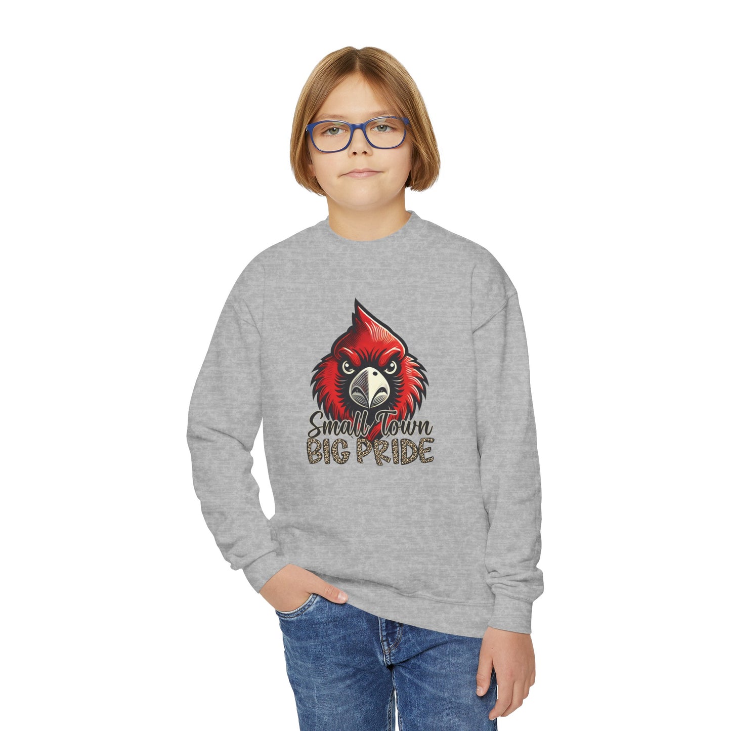 Small Town Big Pride Cardinal  - Youth Crew Sweatshirt