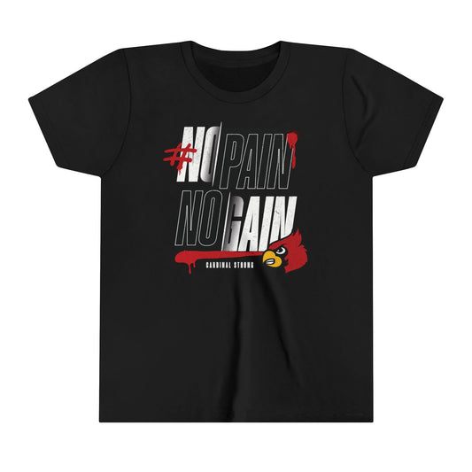 No Pain No Gain Cardinal - Bella + Canvas Youth Tee