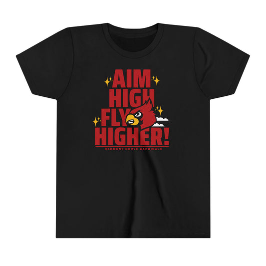 Aim High Fly Higher Cardinal - Bella + Canvas Youth Tee