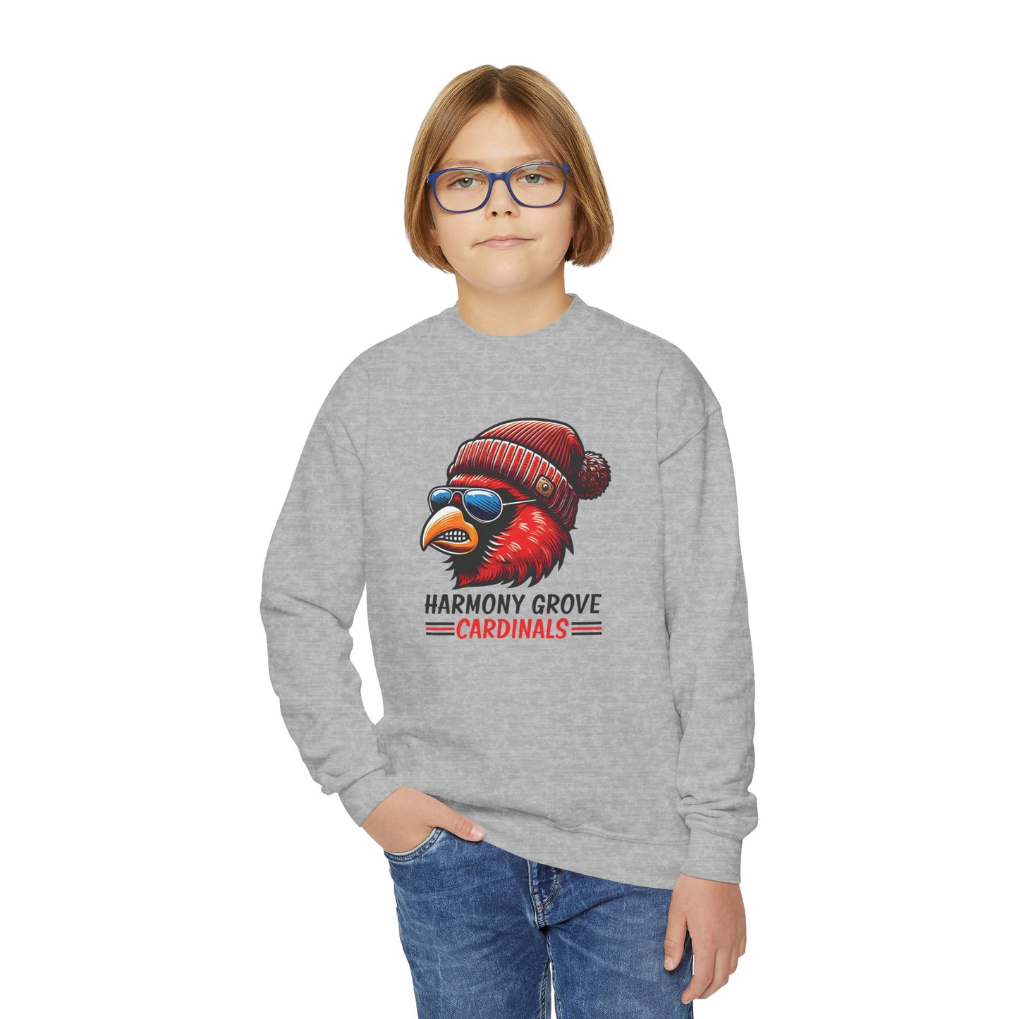 Hipster Harmony Grove Cardinal - Youth Crew Sweatshirt