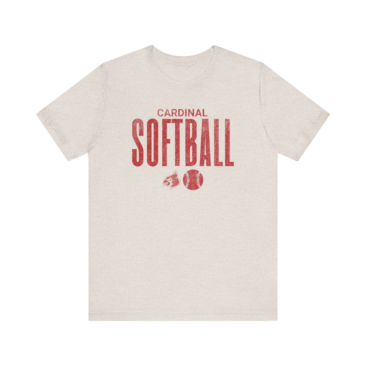 Vintage Cardinal Softball - Bella + Canvas Short Sleeve Tee