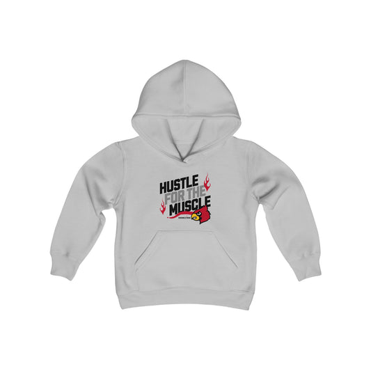 Hustle for the Muscle Cardinal - Youth Heavy Blend Hooded Sweatshirt