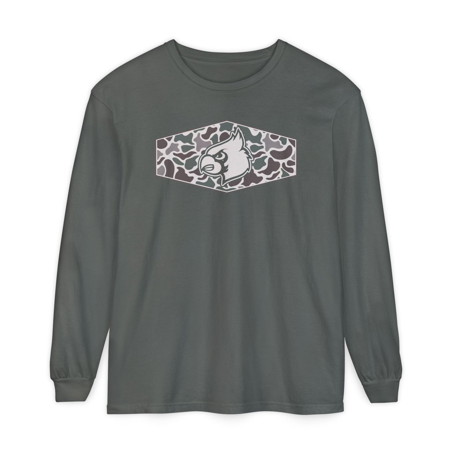 Old School Camo Cardinal Inset - Comfort Colors Long Sleeve T-Shirt