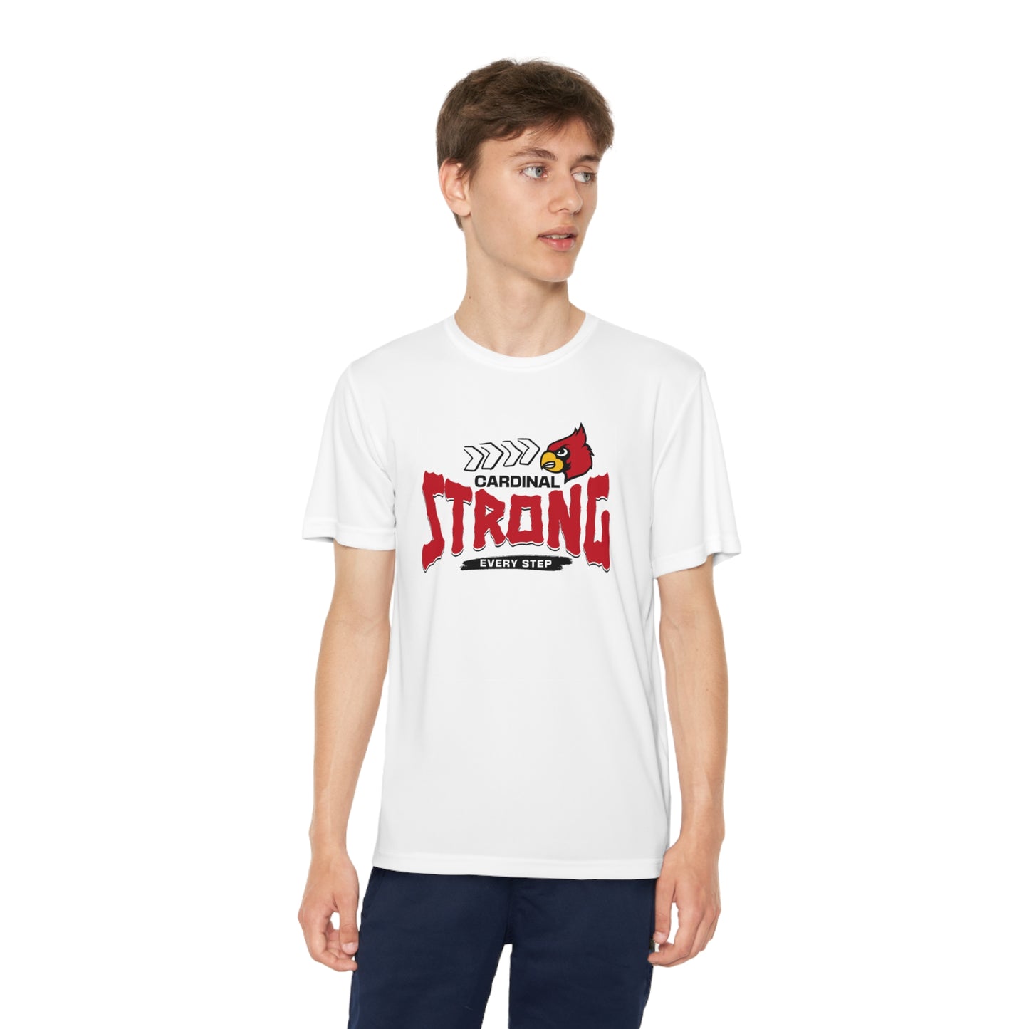 Cardinal Strong Every Step - Youth Sport-Tek® Competitor™ Tee