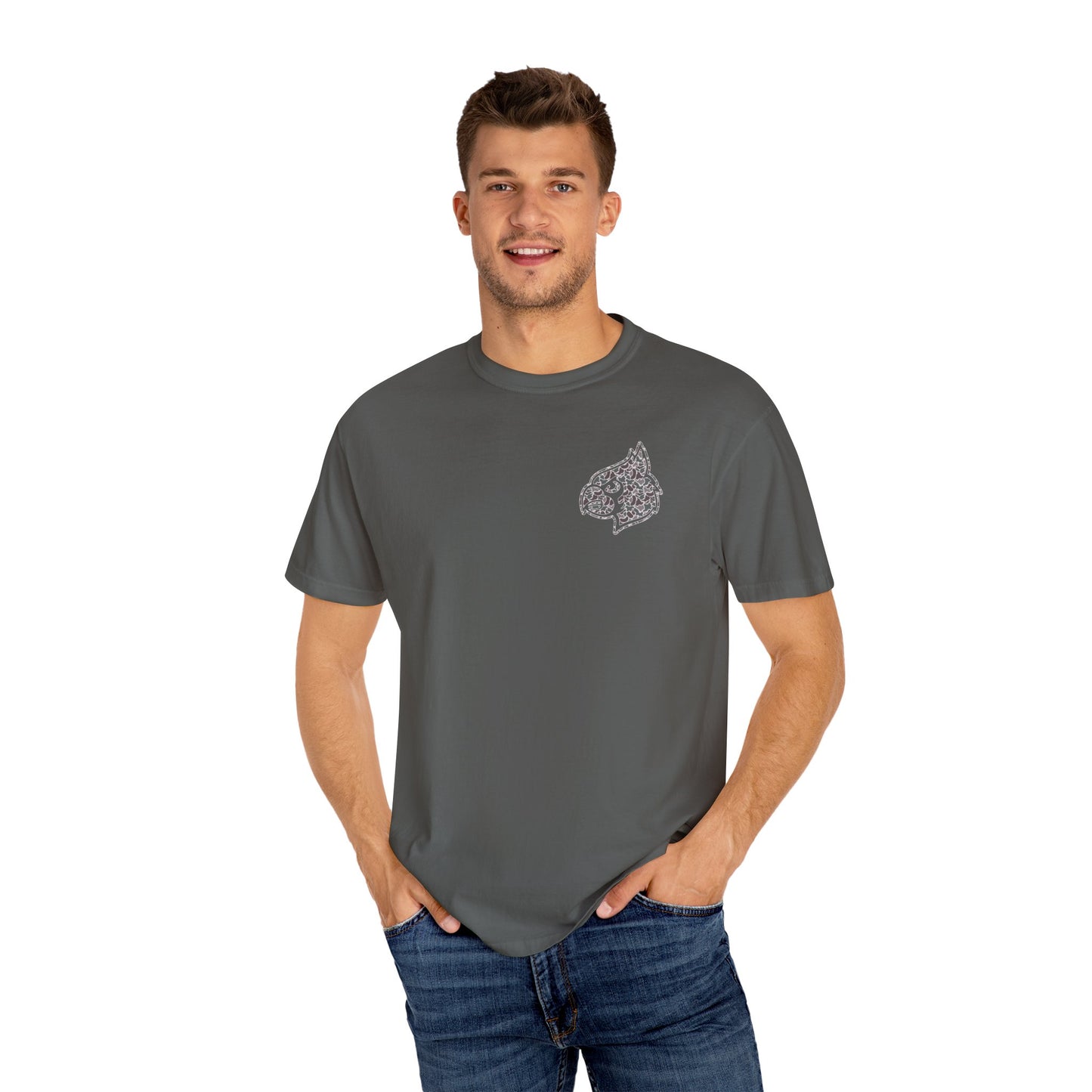 Old School Camo Cardinal Pocket + HG Cardinals - Comfort Colors T Shirt