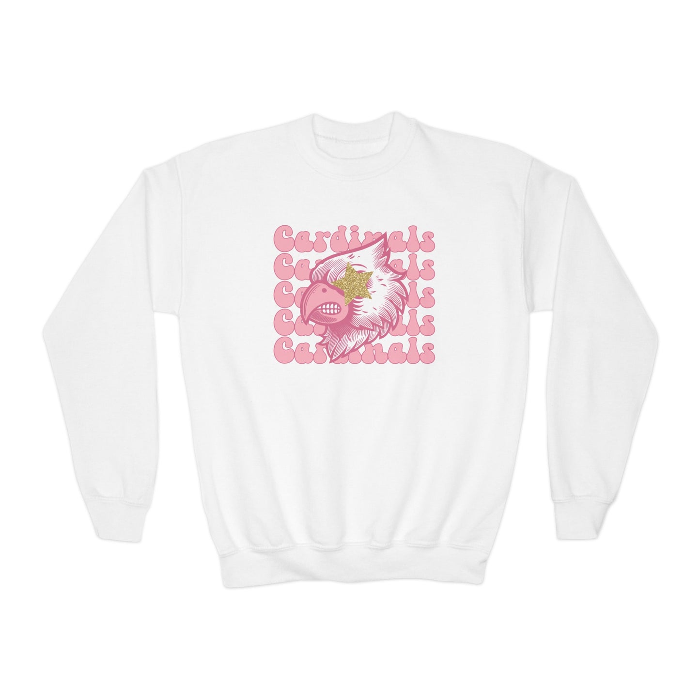 Pink Cardinals Star Eyes - Youth Crew Sweatshirt