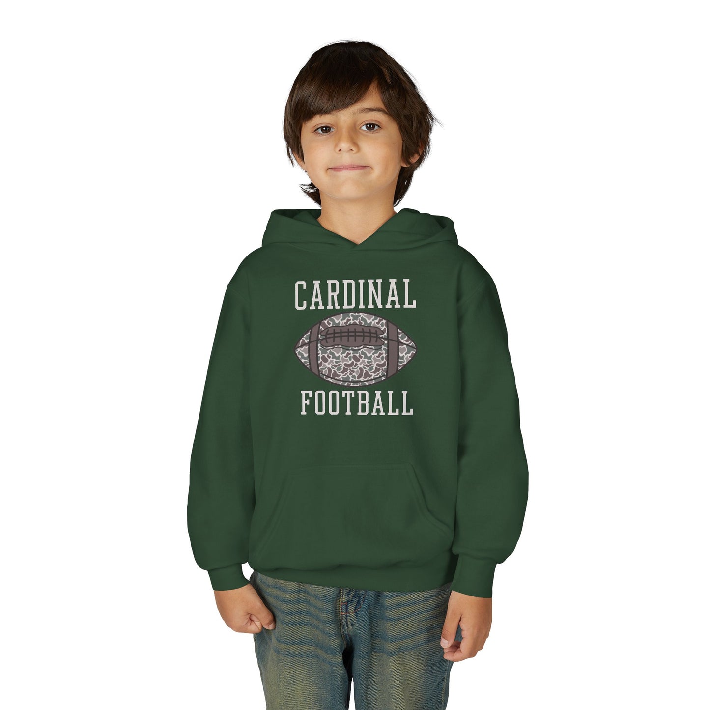 Old School Camo Cardinal Football - Youth Heavy Blend Hooded Sweatshirt