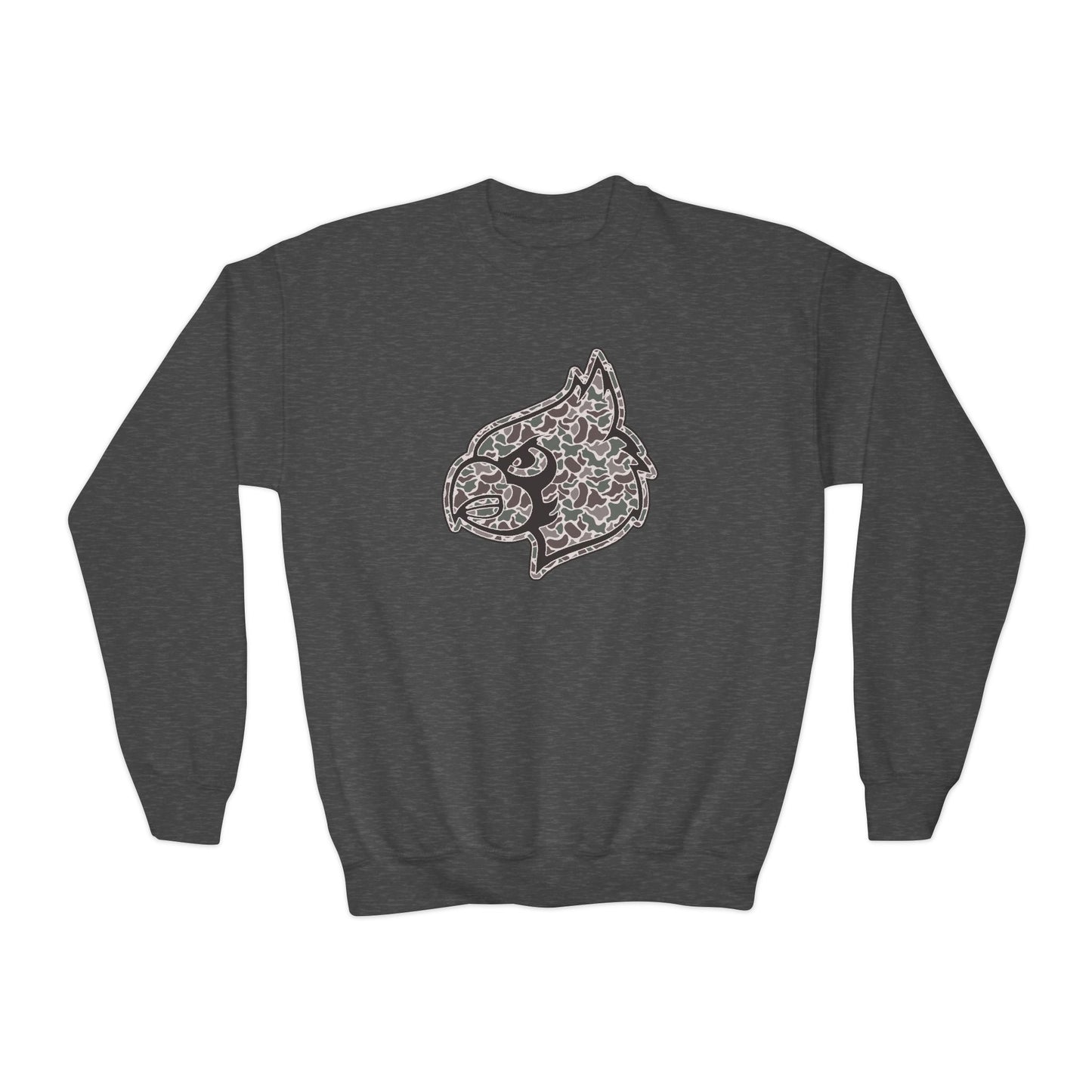 Old School Camo Cardinal - Youth Crew Sweatshirt
