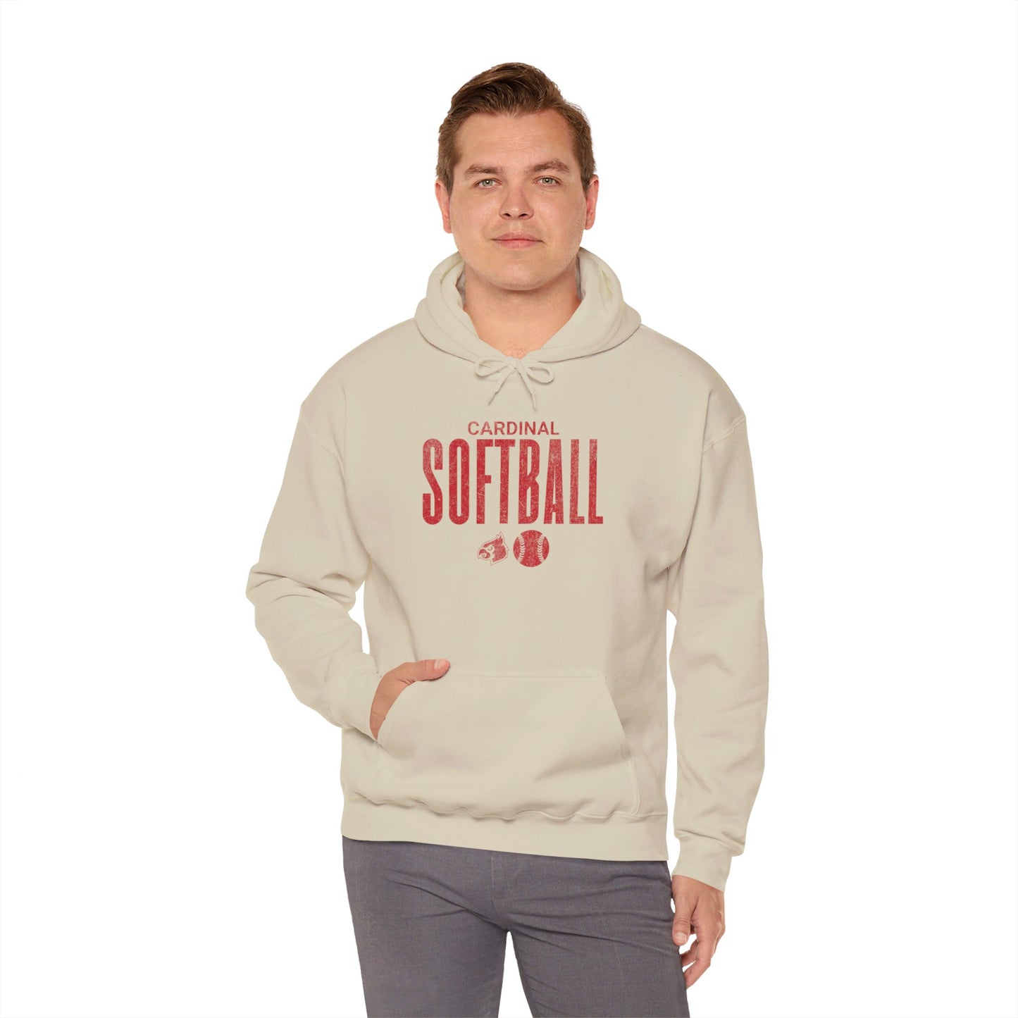 Vintage Cardinal Softball  - Unisex Heavy Blend™ Hooded Sweatshirt