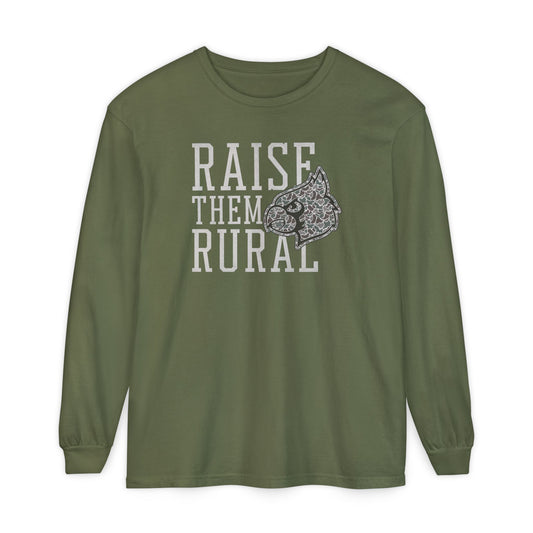 Old School Camo Raise them Rural Cardinal - Comfort Colors Long Sleeve T-Shirt