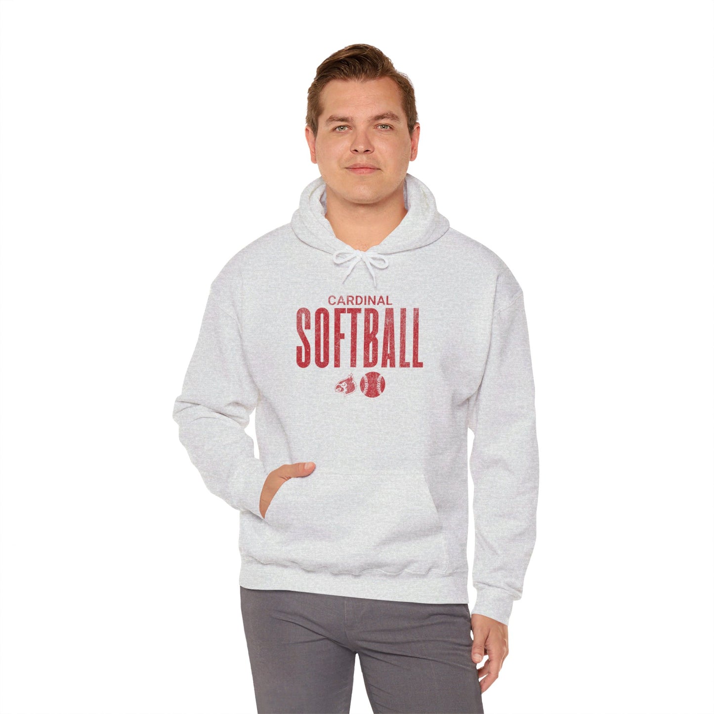 Vintage Cardinal Softball  - Unisex Heavy Blend™ Hooded Sweatshirt
