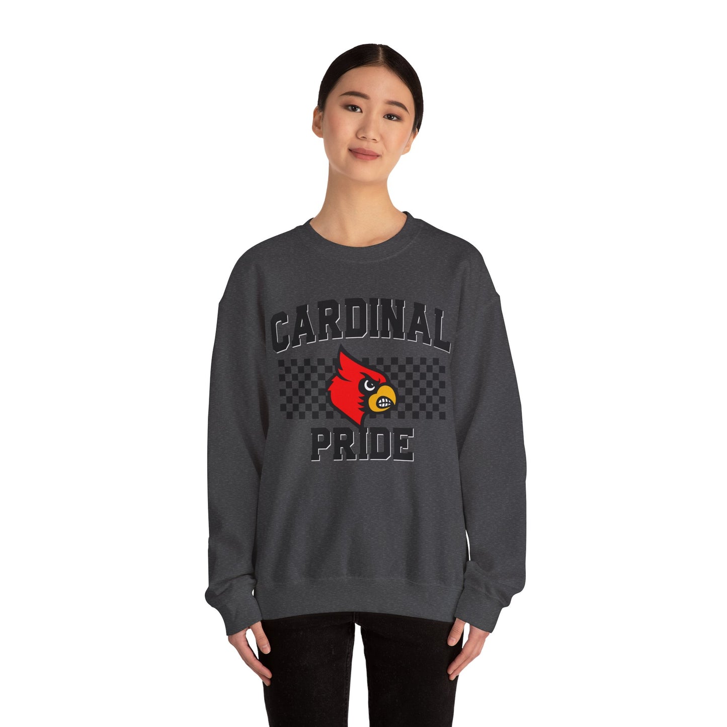 Cardinal Pride Black and White Checkerboard - Unisex Heavy Blend™ Crewneck Sweatshirt