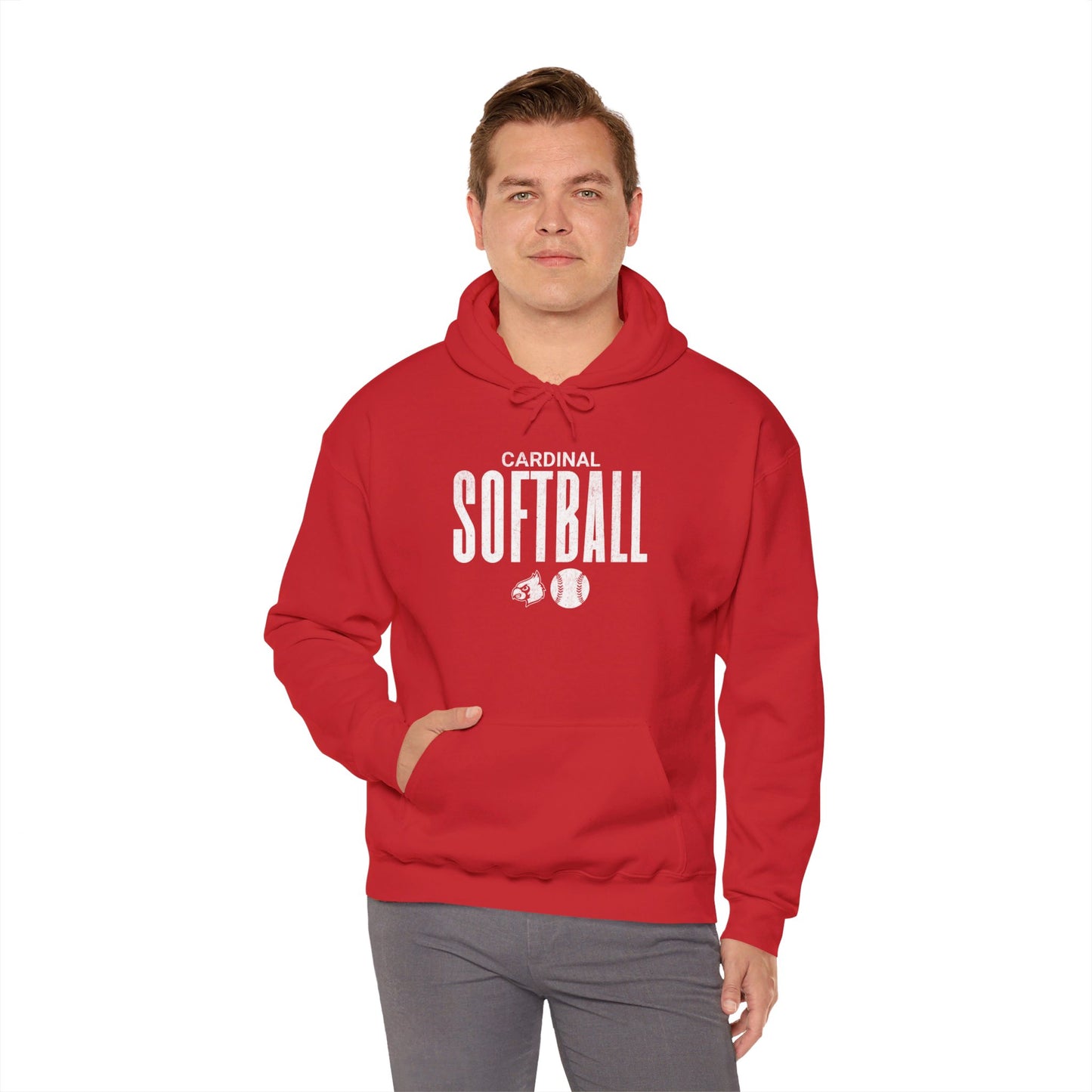 Vintage Cardinal Softball  - Unisex Heavy Blend™ Hooded Sweatshirt