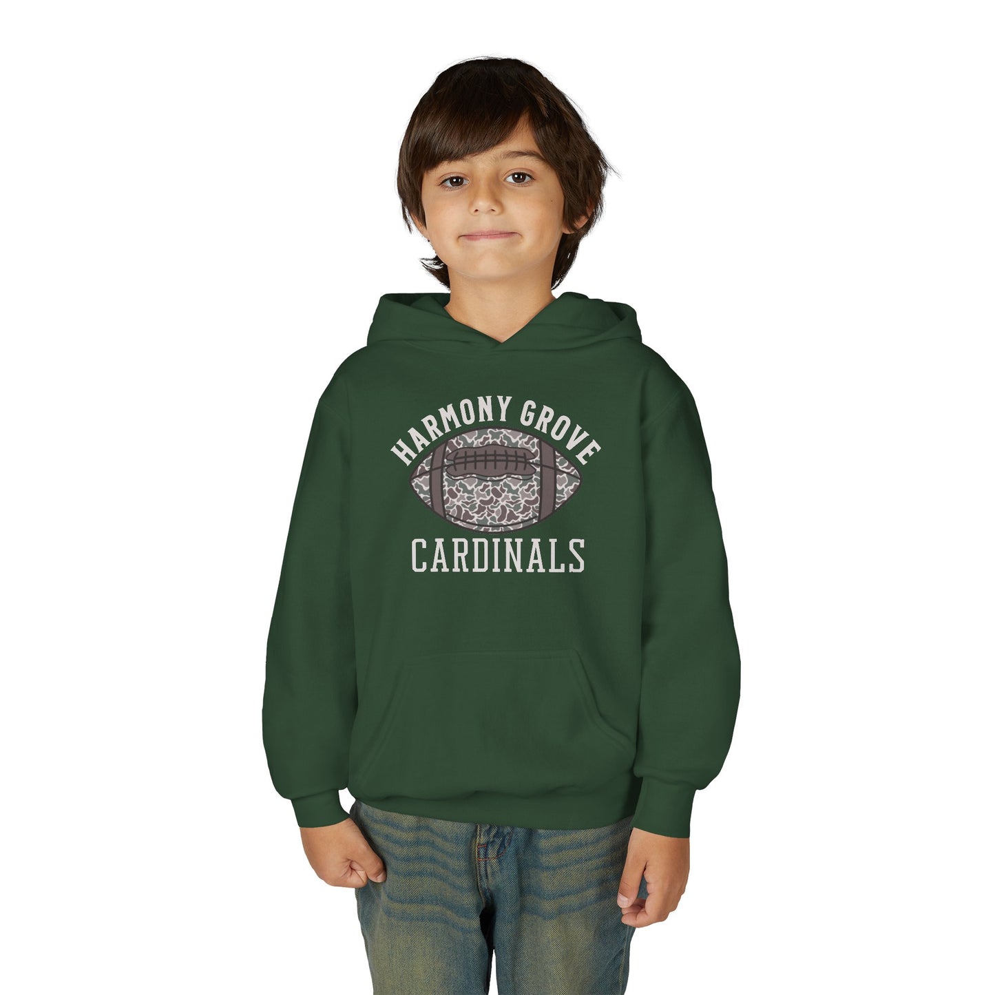 Old School Camo HG Cardinals Football  - Youth Heavy Blend Hooded Sweatshirt