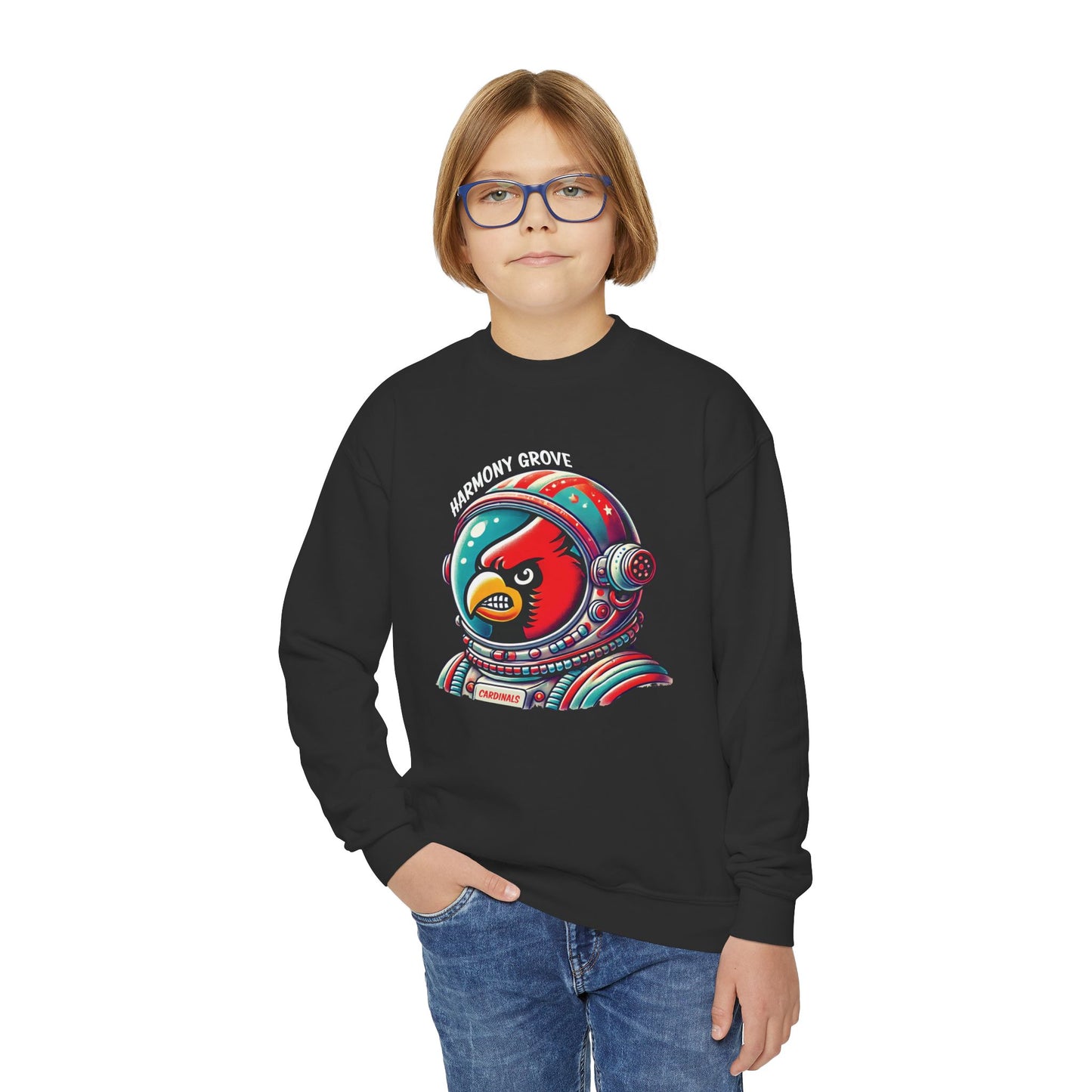 Astronaut Harmony Grove Cardinal - Youth Crew Sweatshirt