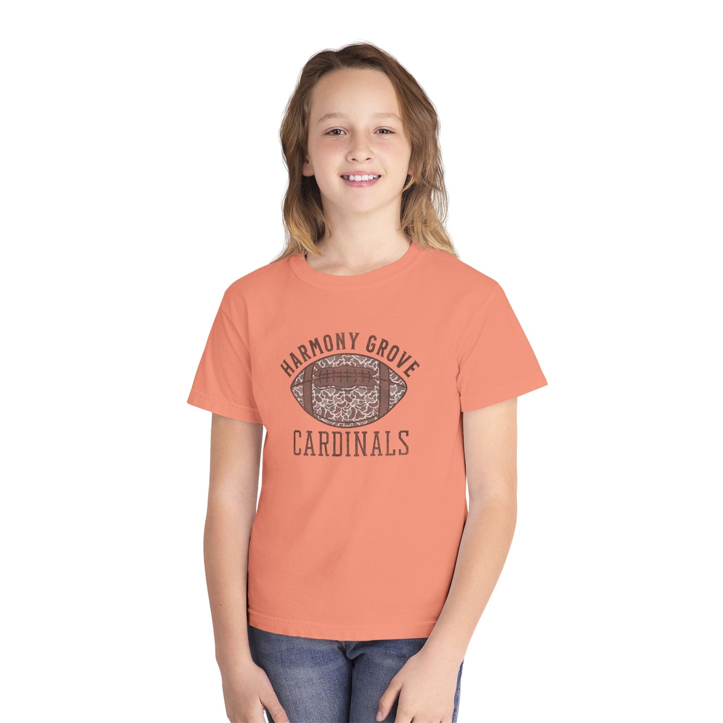 Old School Camo HG Cardinal Football - Youth Comfort Colors Tshirt