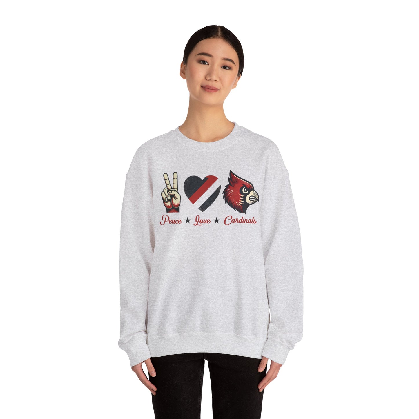 Vintage Peace Love Cardinals - Unisex Heavy Blend™ Crewneck Sweatshirt