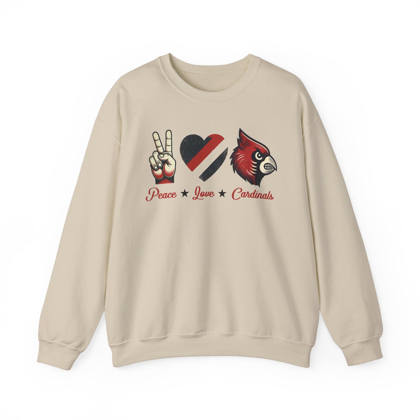 Vintage Peace Love Cardinals - Unisex Heavy Blend™ Crewneck Sweatshirt