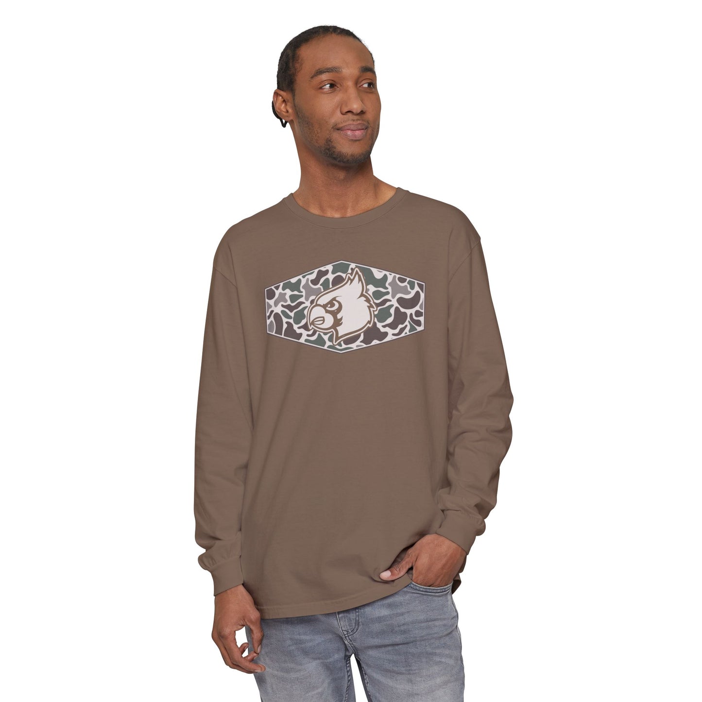 Old School Camo Cardinal Inset - Comfort Colors Long Sleeve T-Shirt