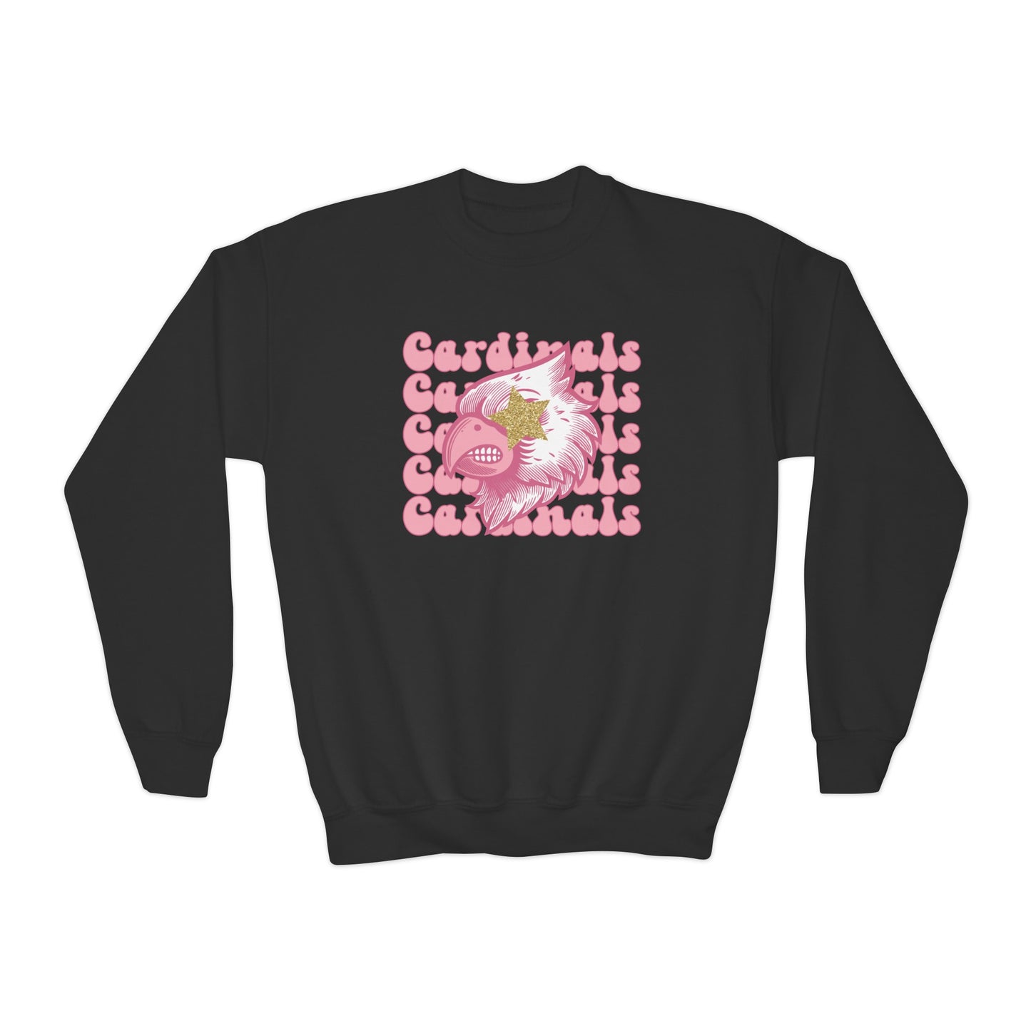Pink Cardinals Star Eyes - Youth Crew Sweatshirt