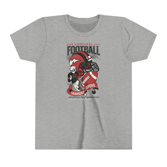 Vintage Cardinal Football - Bella + Canvas Youth Tee