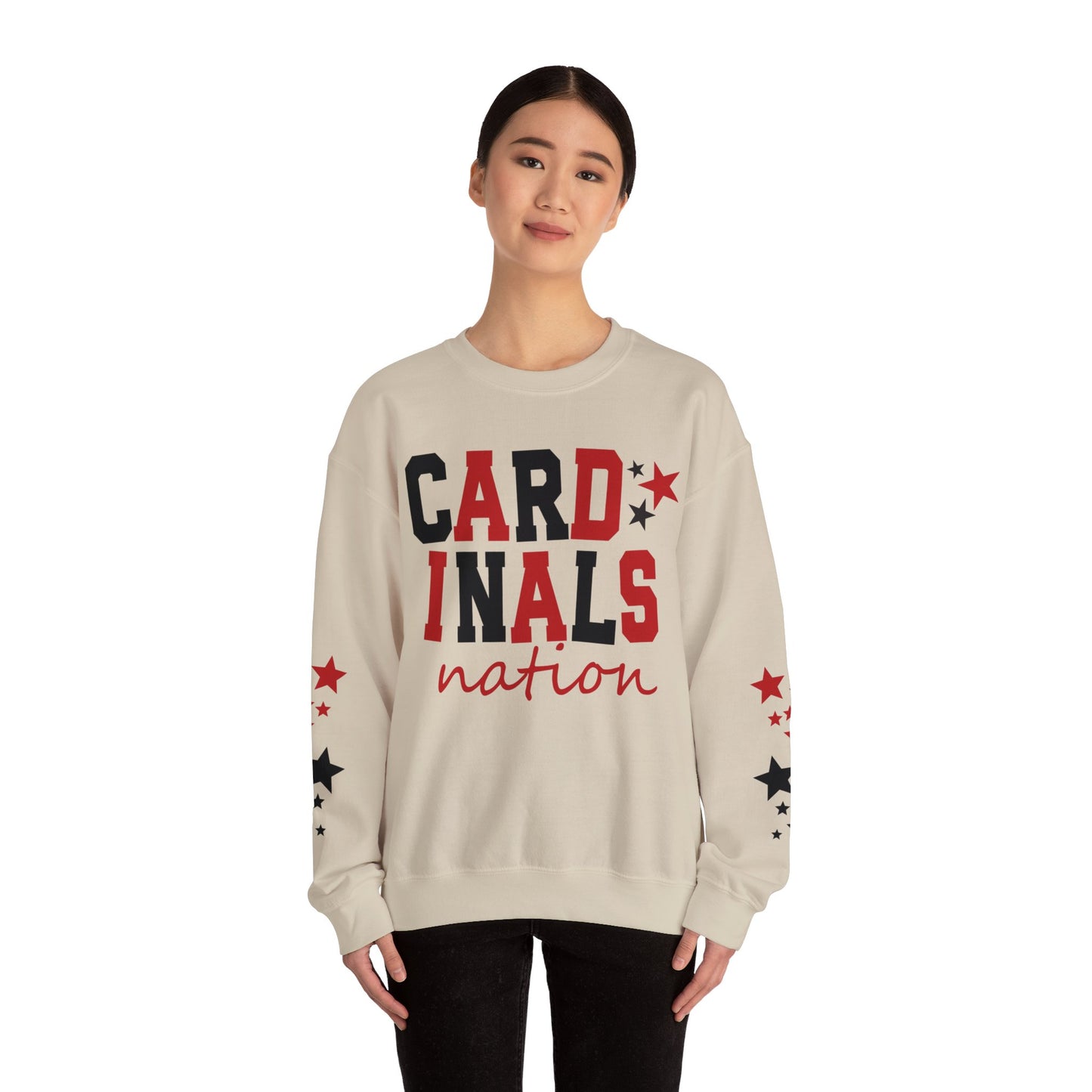 Cardinals Nation with Star Sleeves  - Unisex Heavy Blend™ Crewneck Sweatshirt