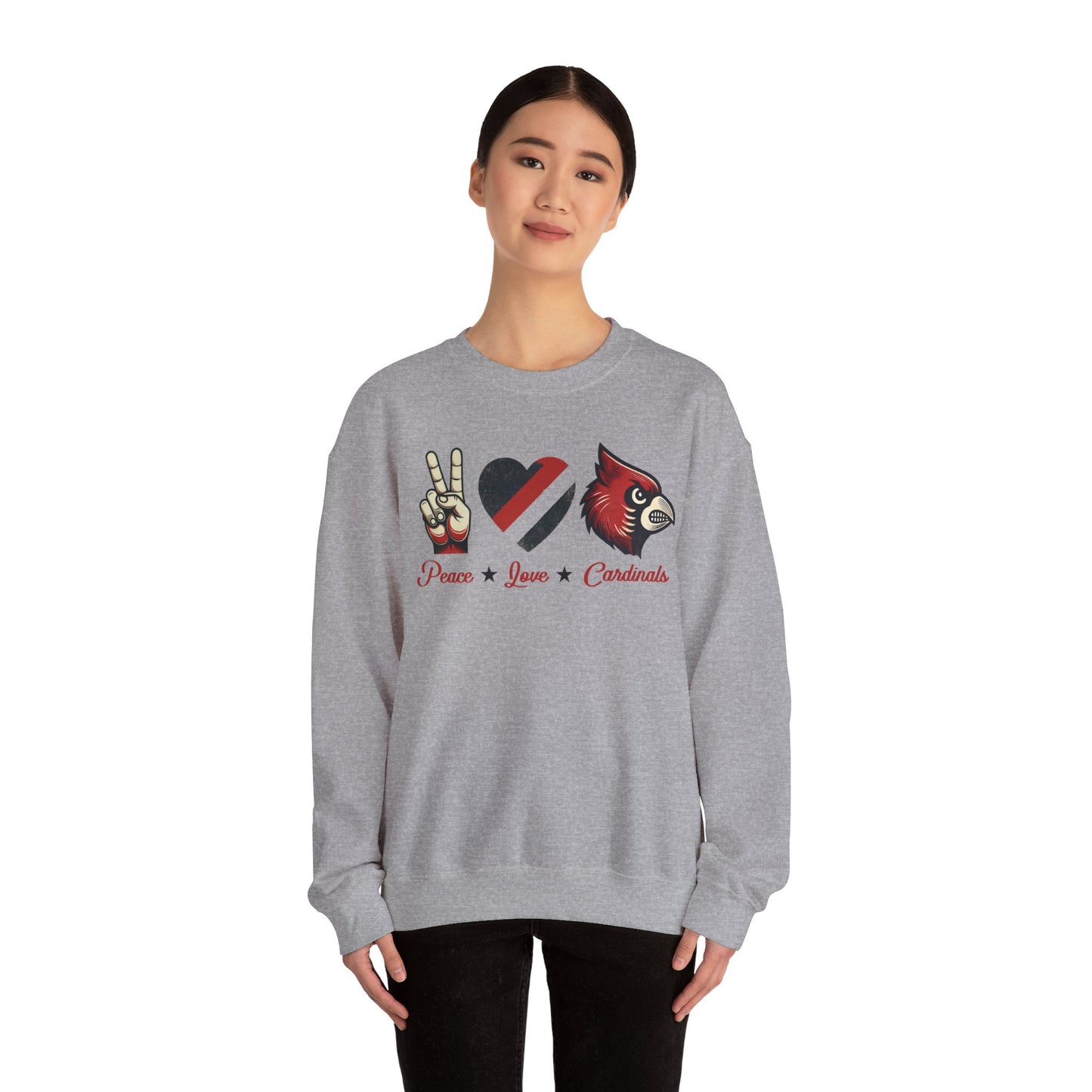 Vintage Peace Love Cardinals - Unisex Heavy Blend™ Crewneck Sweatshirt