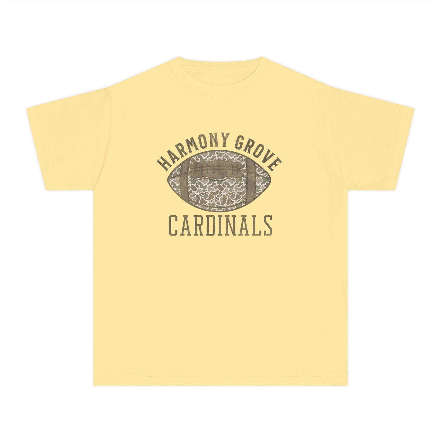 Old School Camo HG Cardinal Football - Youth Comfort Colors Tshirt