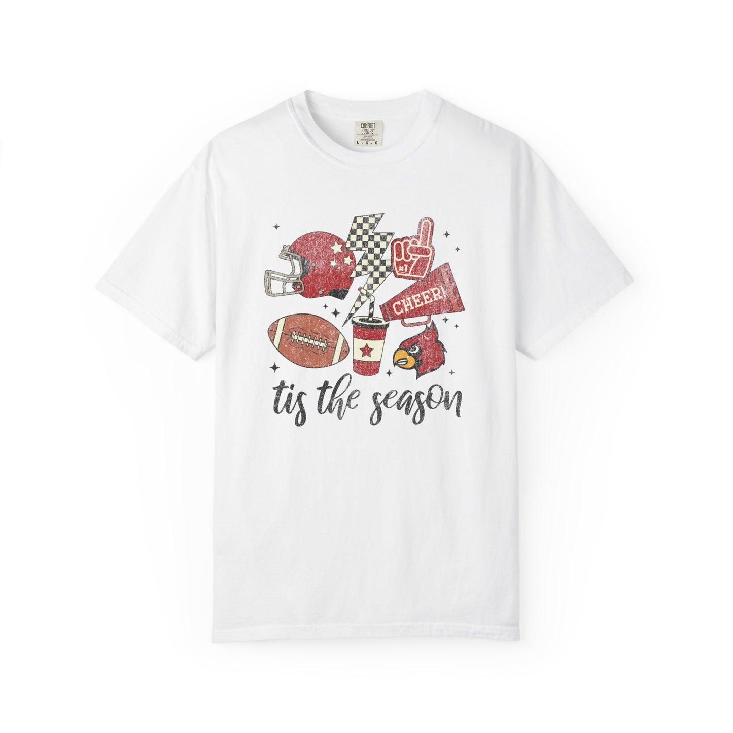 Cardinal Tis the Season Football - Comfort Colors T Shirt