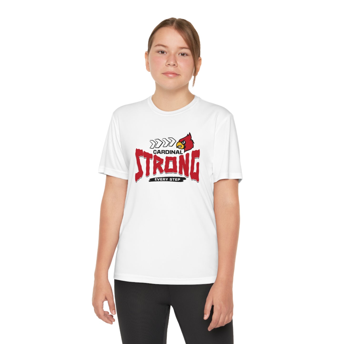 Cardinal Strong Every Step - Youth Sport-Tek® Competitor™ Tee