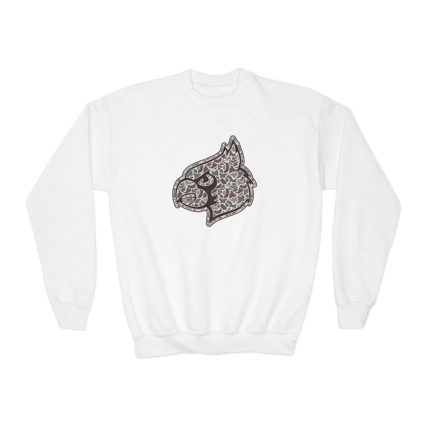 Old School Camo Cardinal - Youth Crew Sweatshirt