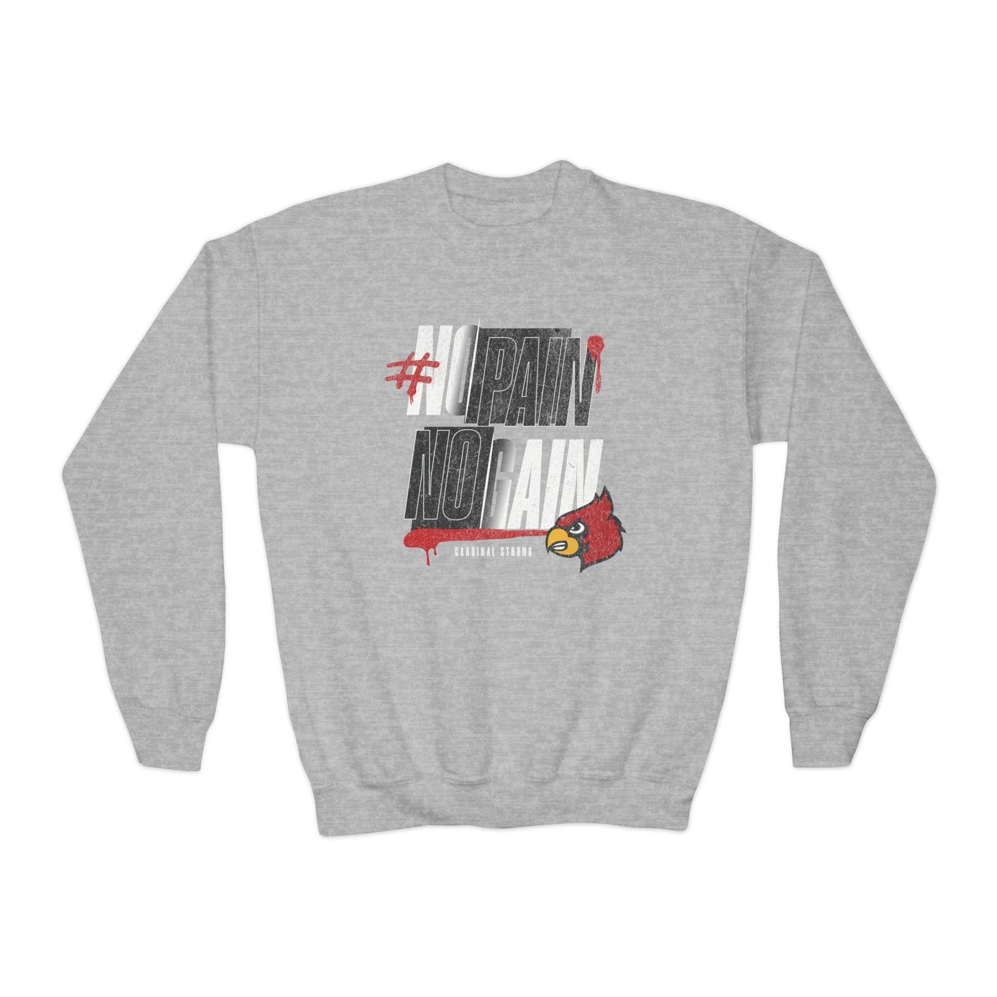 No Pain No Gain Cardinal - Youth Crew Sweatshirt