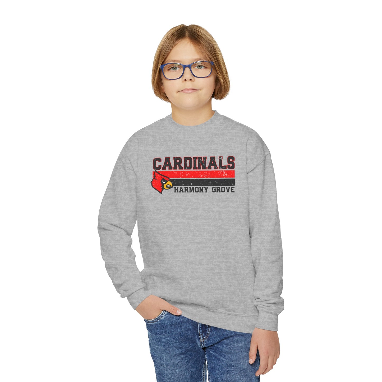 Cardinals Harmony Grove Stripe - Youth Crew Sweatshirt