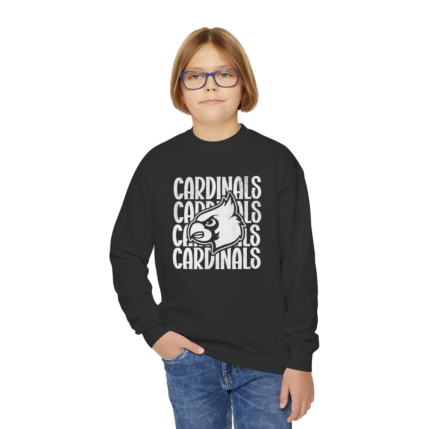 Vintage Cardinal 4 - Youth Crew Sweatshirt
