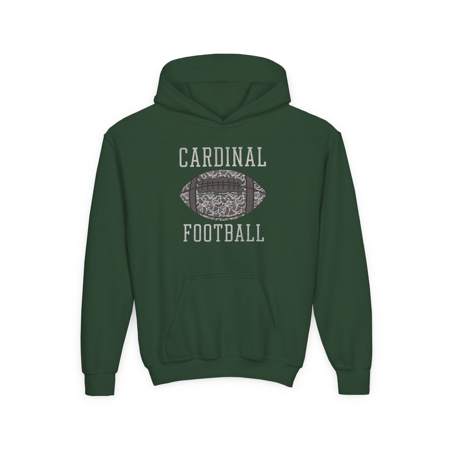 Old School Camo Cardinal Football - Youth Heavy Blend Hooded Sweatshirt