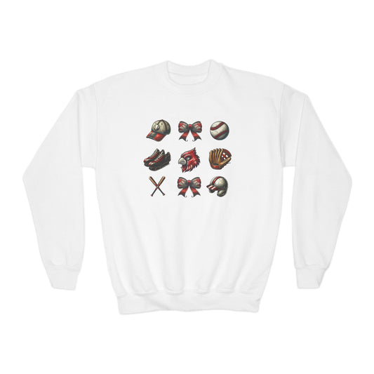 Cardinal Vintage Coquette - Youth Crew Sweatshirt