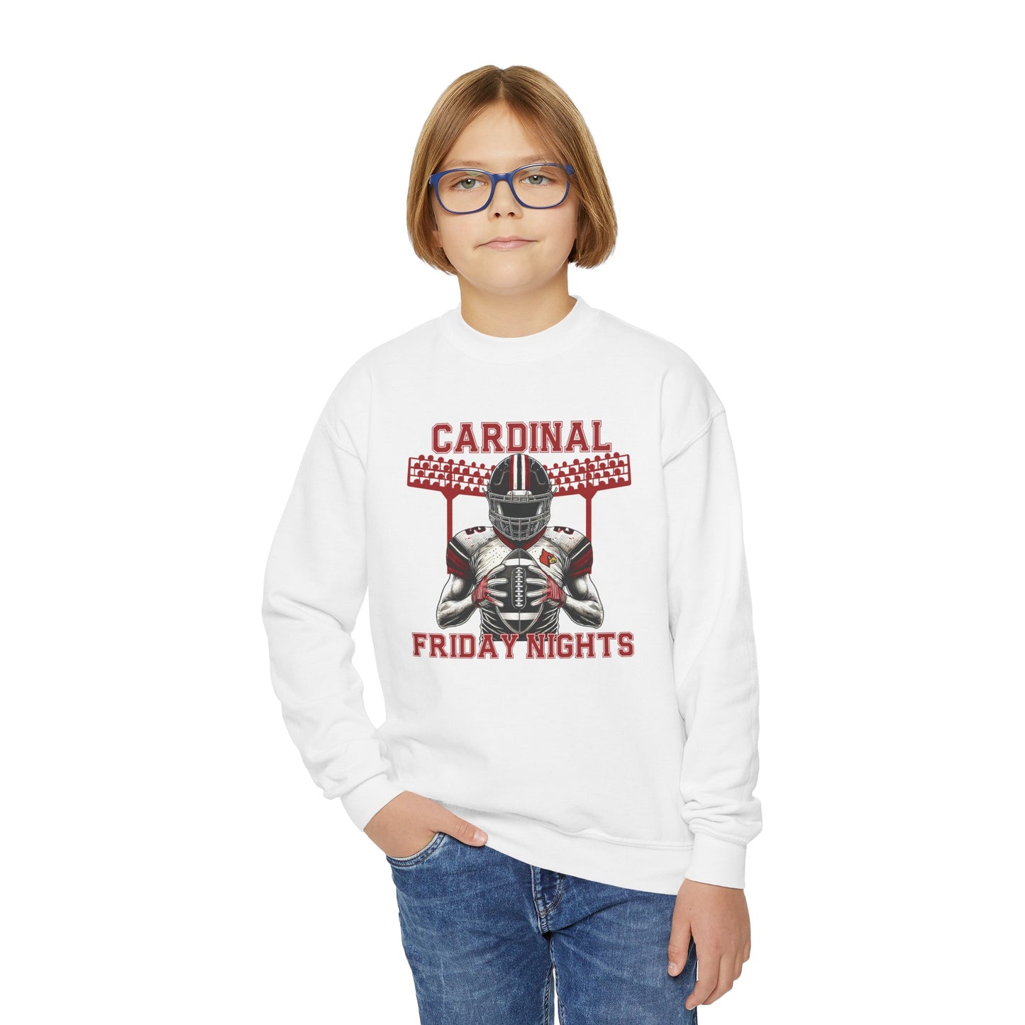 Cardinal Friday Nights Football - Youth Crew Sweatshirt