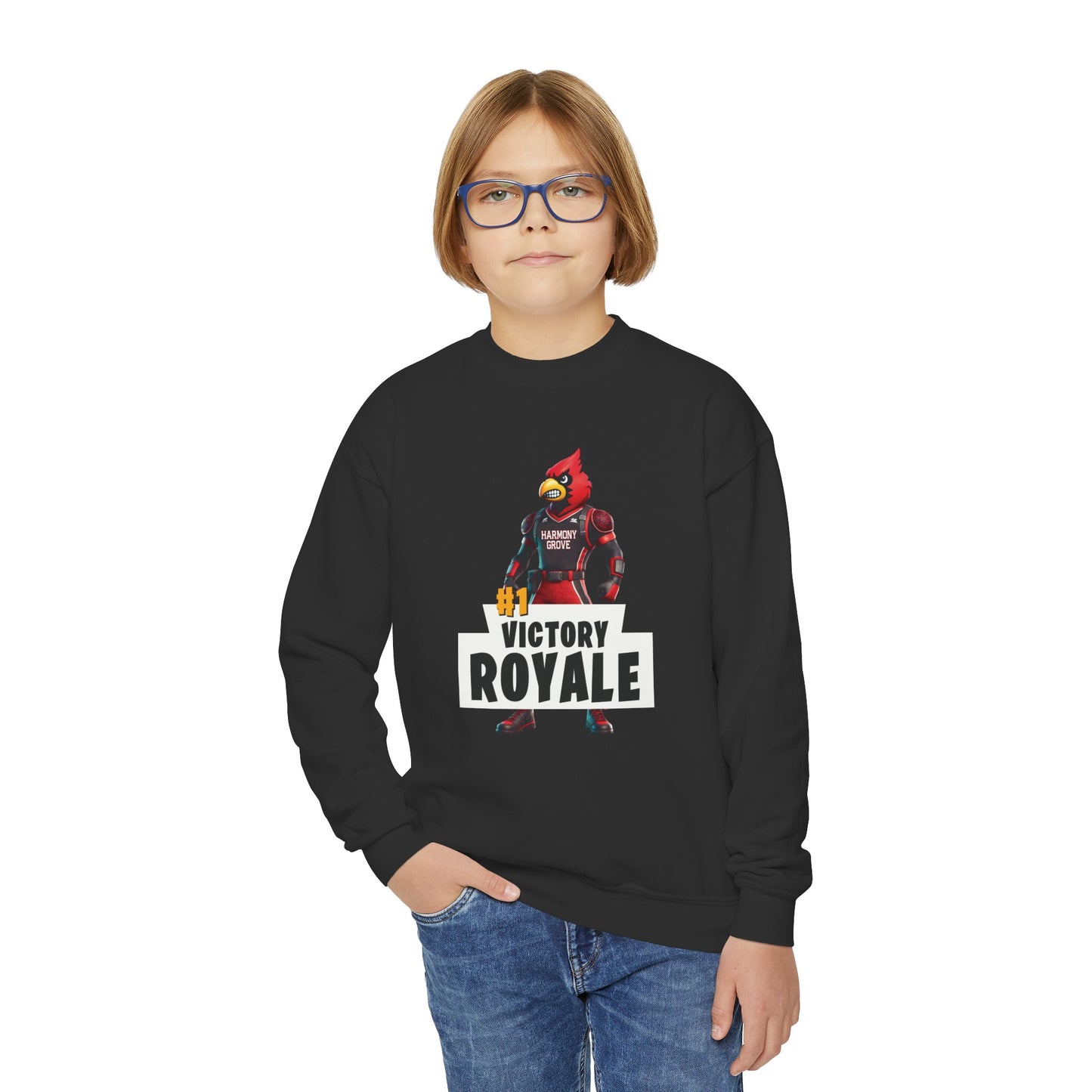 Harmony Grove Cardinals Victory Royale - Youth Crew Sweatshirt