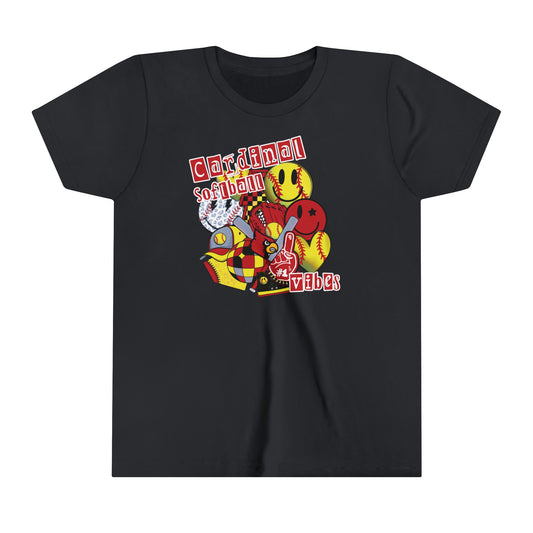 Cardinal Softball Vibes - Bella + Canvas Youth Tee