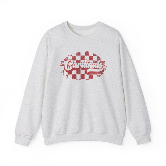 Vintage Cardinals Checked - Unisex Heavy Blend™ Crewneck Sweatshirt
