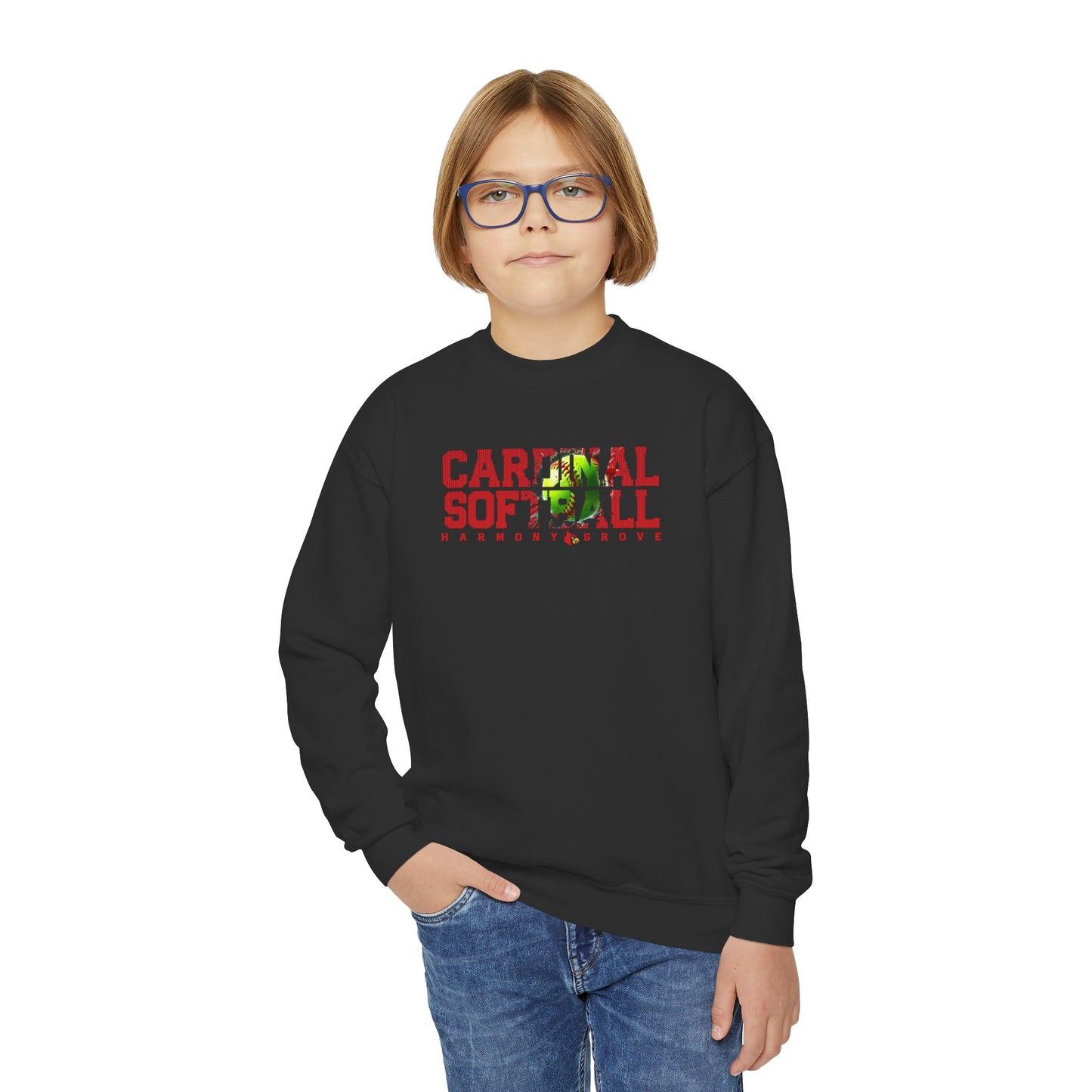 HG Cardinal Softball- Youth Crew Sweatshirt
