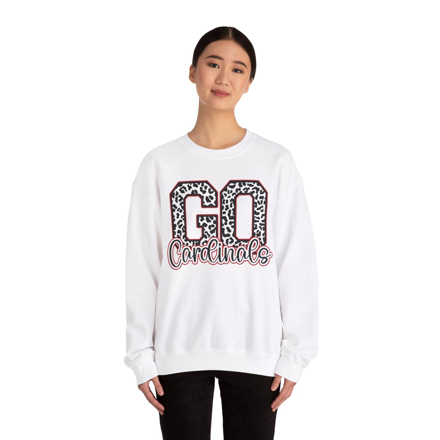 Go Cardinals Leopard Letters - Unisex Heavy Blend™ Crewneck Sweatshirt